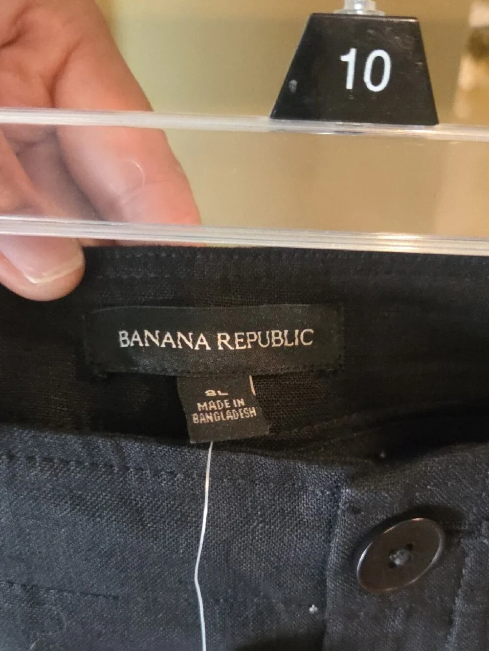 Banana Republic Black Linen High-Waist Pleated Women's Trousers 8L